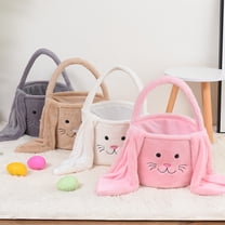Djunllk Easter Basket - Cute Soft Easter Eggs Buckets Bags with Rabbit Ears, Candy Gifts Storage Tote Bags for Kids, Easter Decorations