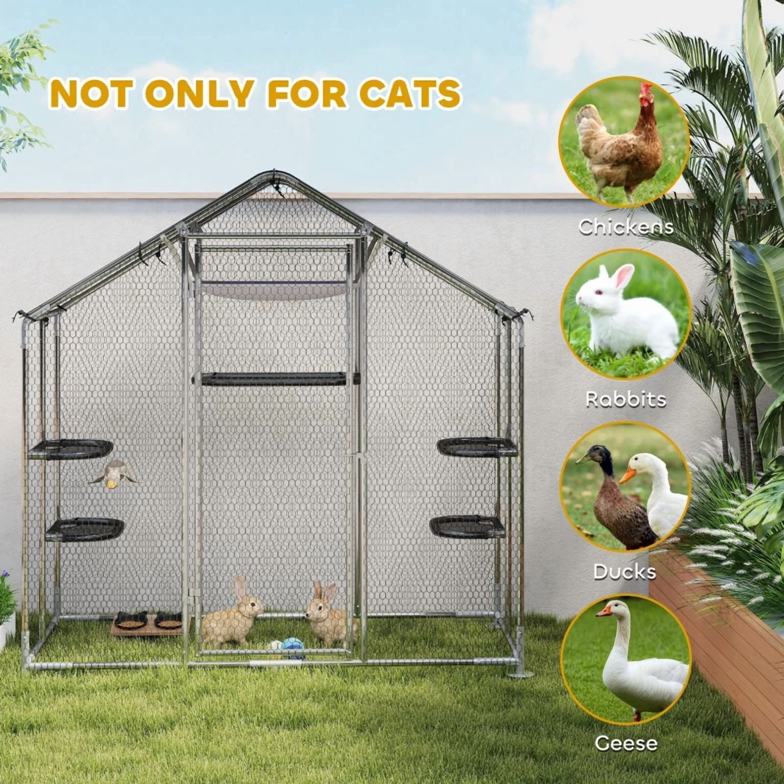 Pet Cage, Walk-in Cat Patio Enclosure Cage, Large Catio Outdoor Cat Enclosure