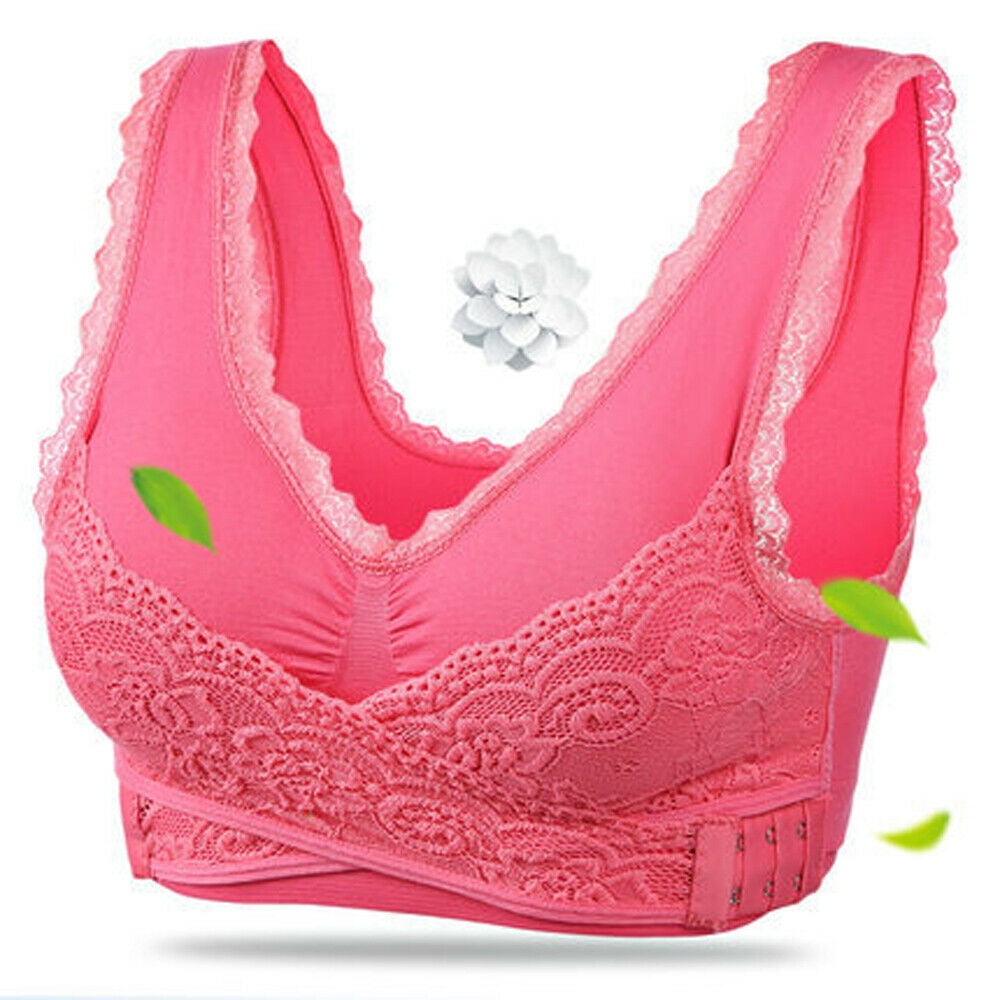 Women's Sports Bras Ladies Front Cotton Lace Cross Adjustable Side