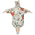 thumbnail image 2 of FORMRS Wearable Blanket Hoodie with Sleeves for Kids Cozy Flannel Sweatshirt, Red and White Floral Pattern, 2 of 7