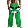 thumbnail image 3 of Yusimy Men's Unique Cartoon Face Pants Loose Fit Casual Pants Mid Rise Fun Outdoor Vacation Elastic Drawstring Waist Autumn Cotton Blend Pants with Pockets, 3 of 3