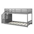 thumbnail image 5 of Twin Over Twin Bunk Bed with Stairs and Storages for Kids Teens, Solid Wood Low Bunk Beds Frame with Support Slat, No Box Spring Required, Gray 76''Lx39.3''Wx50.6''H, 5 of 7