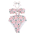thumbnail image 1 of Aayomet Maillots de Bain Résistants au Chlore Col Rond Bonnets Souples Sportif une Pièce Imprimé, Blanc G, 1 of 2