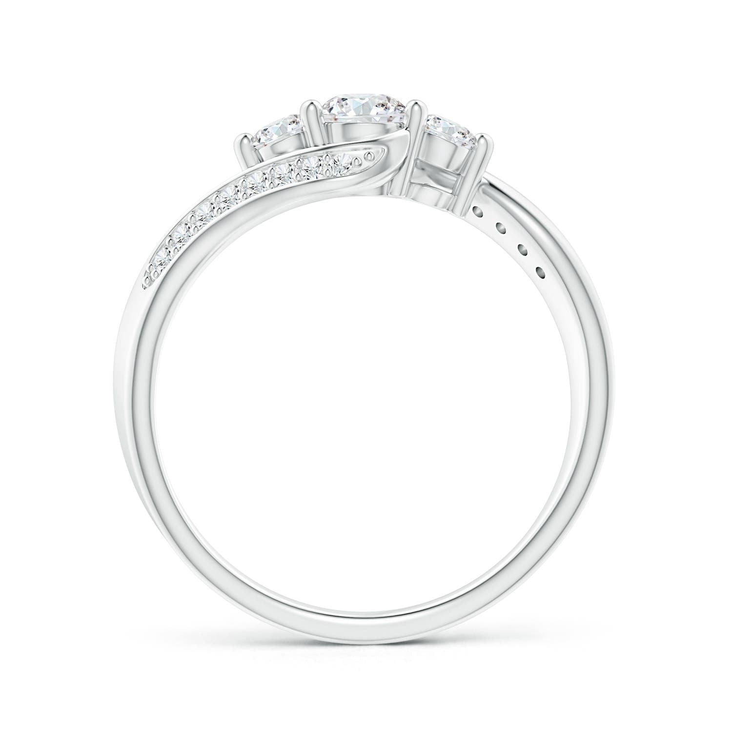 Angara Natural Diamond Three Stone Engagement Ring in Platinum for Women - April Birthstone Jewelry | Round Diamond Ring (Ring Size - 12)