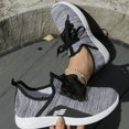 thumbnail image 6 of pwidon Women's Walking Sneakers Lightweight Lace Up Athletic Running Shoes Breathable Fly Knit Casual Sport Trainers Grey Black Black 6, 6 of 6