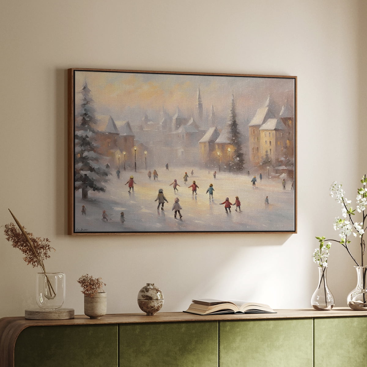 Vintage Landscape-CLXXIII By Wexford Home Framed in Walnut Wood Gallery Wrapped Canvas 17 in. x 25 in.