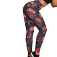 thumbnail image 4 of DISNIMO Skull Printed High Waisted Yoga Pants Tummy Control, Stretch Workout Leggings for Women, Breathable Yoga Pants Leggings for Workout Sport, Black and Red, XS, 4 of 6