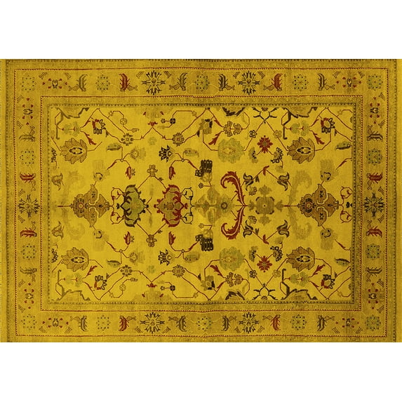 Ahgly Company Indoor Rectangle Oriental Yellow Industrial Area Rugs, 5' x 7'