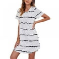 thumbnail image 2 of Big Saving! Women's Nightdress Sleep Short Sleepwear Sleeves Sleepshirt Stripes Nightshirt T-Shirt Nightgown S-XXL, 2 of 11