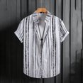 thumbnail image 2 of USNSM Mens Hawaiian Beach Striped Button Shirts Down Summer Shirt Casual Printed Turndown Short Sleeve Shirt Blouse White M, 2 of 7