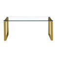 thumbnail image 4 of Rectangle Glass top Coffee Table, Coffee Table Gold Metal Legs, Midcentury Coffee Table, for Living Room, Snack End Tables, Cocktail Table for Home Living Room 16" H x 39" W x 18, 4 of 4