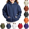thumbnail image 4 of yardsong Solid Color Hoodies for Girls Kids Boys Cute Basic Hooded Sweatshirt Oversized Long Sleeve Pullover Tops Preppy Hoodie 2026 Army Green,13-14 Years, 4 of 9