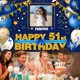 thumbnail image 5 of Banner de decoración de cumpleaños AUBAO, feliz 51 cumpleaños, azul marino, 5 of 7