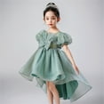 thumbnail image 7 of Otqutp Wedding Baby Girls Dress Girls Bubble Sleeve Puffy Trailing Gown Dresses Dresses Birthday Party Evening Gowns Birthday Little Girls Dress(Green,5-6 Years), 7 of 7