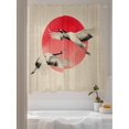 thumbnail image 3 of Sheer Curtains 72 Inches Long 2 Panels Set for Bedroom, Vintage Birds Red Sun Semi Sheer Curtains for Windows, Retro Art Animals Rustic Voile Window Treatments Rod Pocket Curtain, 3 of 7
