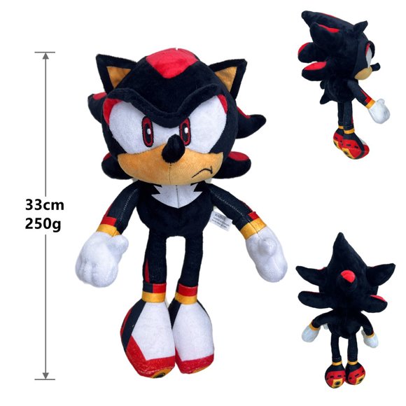 Sonic The Hedgehog Shadow the Hedgehog 13 Inch Plush Toy, Black Red Stuffed Collectible Figure, Soft Pillow Doll for Kids & Fans