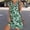 Green, variant on Fashion Women Summer Casual V-Neck Bandage Short Sleeve Floral Printed Dress