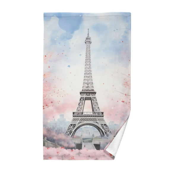 Eiffel Tower and Floral Cotton Face Towels Absorbent Hand Towel Soft Bathroom Towel for Kitchen Hotel Decoration