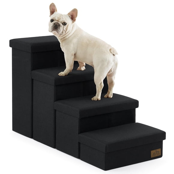 Escaleras para perros COZY KISS, 4 escalones más anchas, resistentes, con almacenamiento, 180 libras