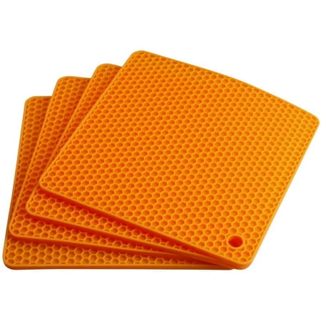 

Lagntuo 4Pack Silicone Hot Pot Holder Trivet Mat BPA Free 7.5inch Orange