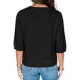 thumbnail image 3 of Half Sleeve Solid Color V Neck Women Casual Button Down Cardigan Knit Tops, 3 of 7