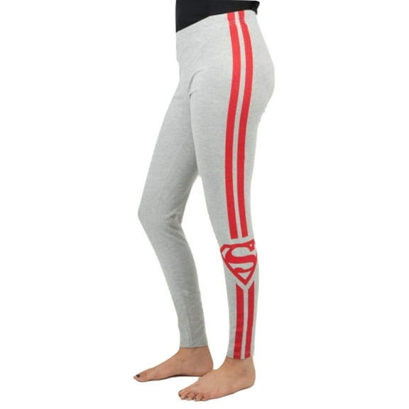 Superman Striped Gray Joggers Adult Women Ankle-Length Leggings Yoga Pants (Size Medium)