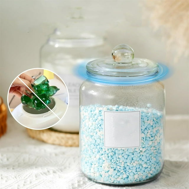 HOARBOEG Clear Glass Laundry Jar Glass Jar Jar Storage 2L Universal Glass Container With Lid Large 2pc