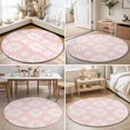 thumbnail image 4 of Small Round Rug 3Ft, Pink Daisy Non-Slip Washable Circle Rugs Carpet, Spring Floral Elegant Pastoral Botanical Indoor Outdoor Rug Floor Mats Throw Runner for Bedroom Living Room Bathroom, 4 of 8