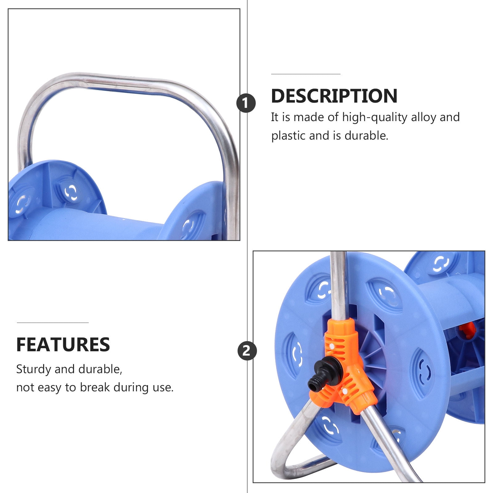 DEEPCRAFF Hose Reel, Blue, Durable and Strong, Easy Assembly, Plastic and Alloy, Effortless Use