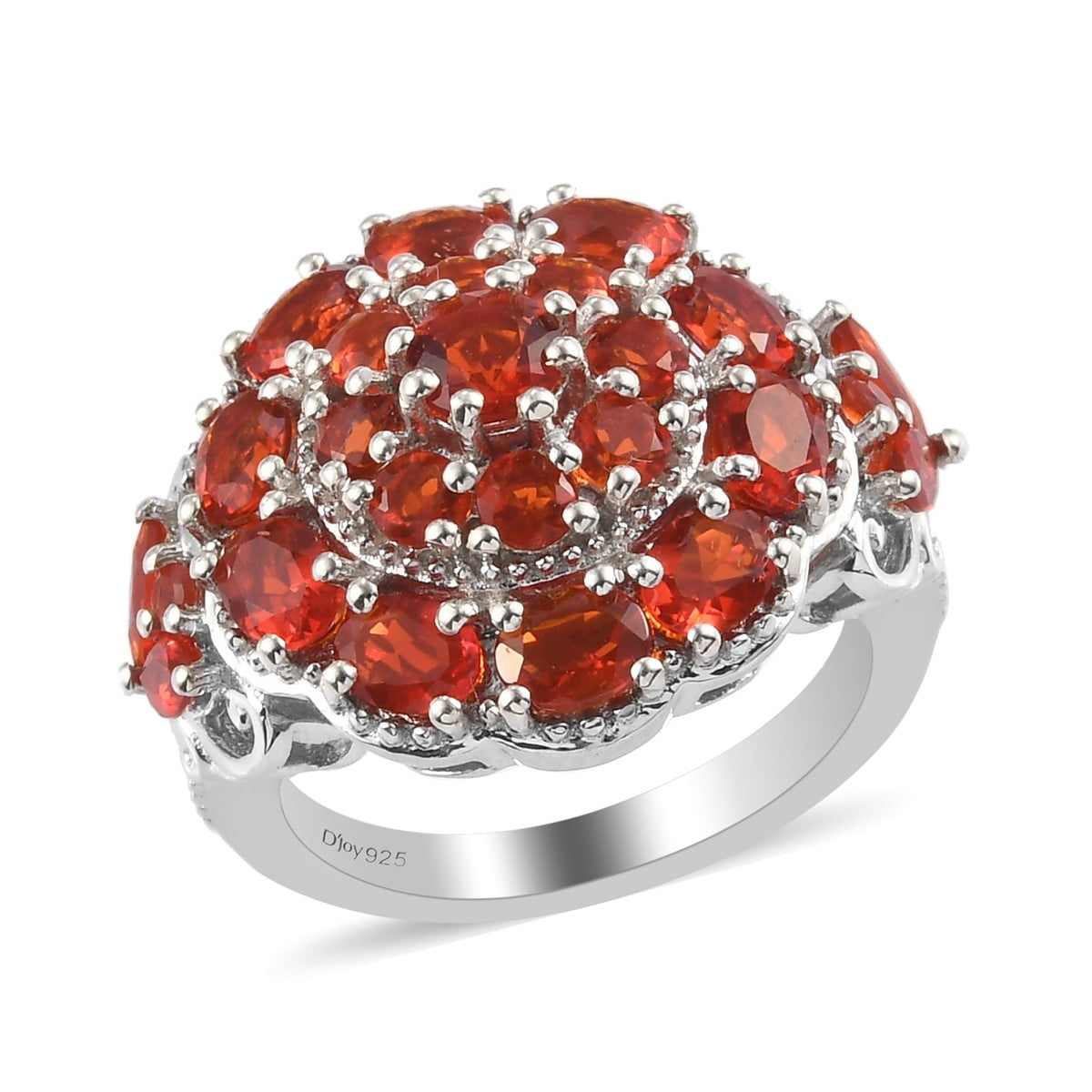 Sterling Silver White Fire Opal Cluster Ring 