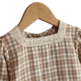 thumbnail image 3 of LYMAYTER Girls Plaid Long Sleeve Dress Toddler Square Collar Lace Trim Ruffle Hem Retro Casual Dress, 3 of 6