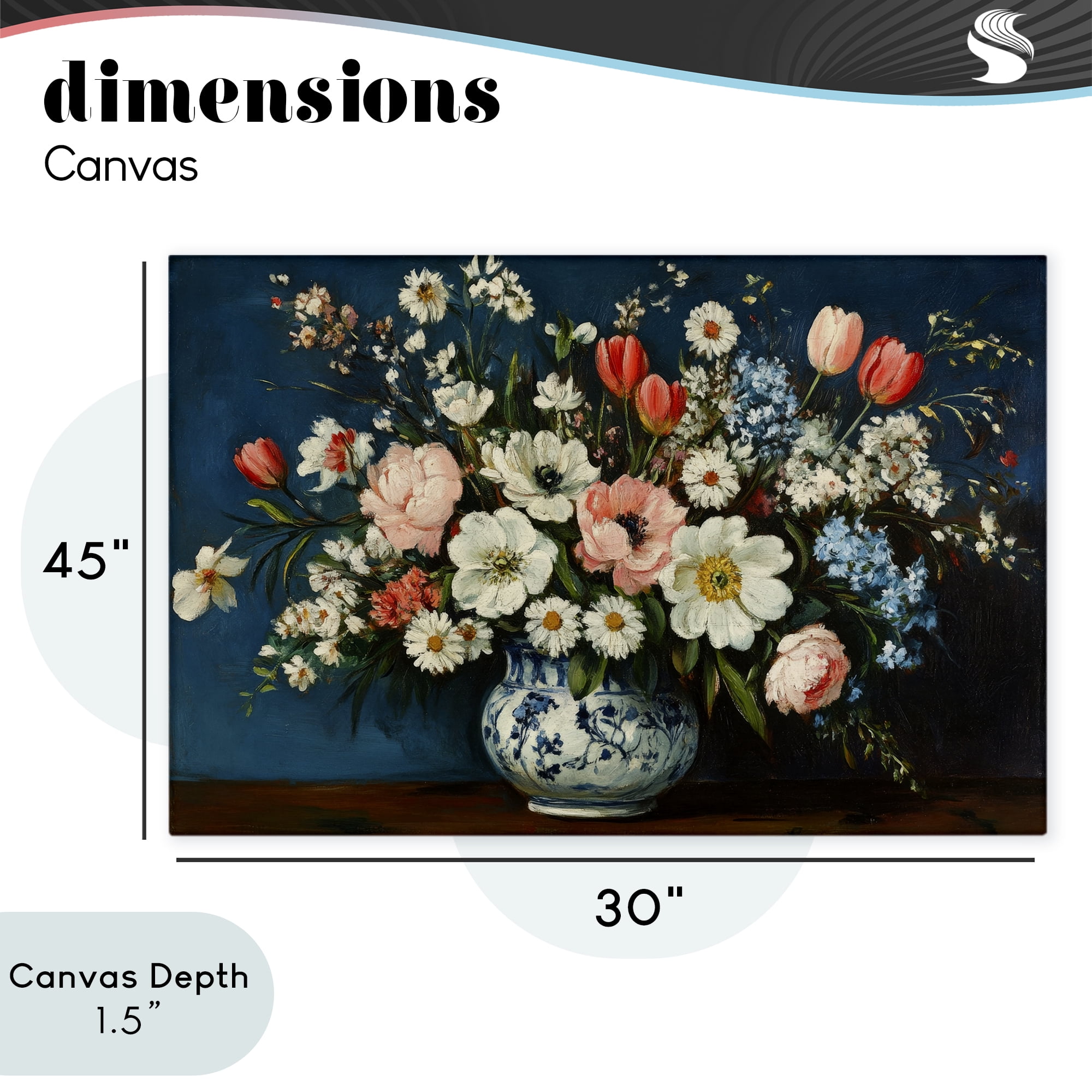 Stupell Industries Colorful Bouquet in Vase Canvas Wall Art, design by Petal Prints Design