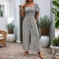 thumbnail image 2 of ZZwxWA Womens Bohemian Floral Print Wide Jumpsuits- Leg Romper for Women Square Neck Going Out Vacation Romper Summer 2025, 2 of 7