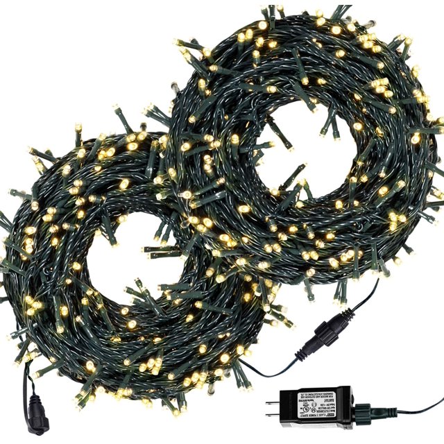 Cadena de luces navideñas para exteriores 204 pies 600 LED para árbol de Navidad, fiesta de barbacoa, patio o decoración de bodas Adepaton CJWUS-6470