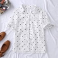 thumbnail image 2 of Camisa de puntos Blusa informal de verano con cuello en V Manga corta Top de mujer, Blanco, 3XL Noticed AP001522-06B, 2 of 7