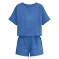 thumbnail image 6 of Two Piece Short Sets for Women Casual Summer Outfits Fashion Women's Casual Solid Short Sleeve Pocket Short Pants Ladies Pants Set, 6 of 6
