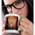 thumbnail image 2 of 3dRose, Vintage glass wine bottles and wineglasses by the wooden wall, 15oz Two-Tone Green Mug, 2 of 7