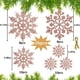 thumbnail image 3 of Adornos navideños NQ copos de nieve blancos con purpurina 36 piezas varios tamaños oro rosa, 3 of 5