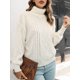 thumbnail image 5 of Suéter de mujer con cuello alto y cable, suelto, informal, 5 of 8