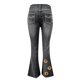 thumbnail image 4 of Pantalones Vaqueros Para Mujer Con Estampado de Girasol, Bolsillos de Mezclilla, Empalme, Informal, Con Cremallera, Con Flecos, Pantalones Vaqueros Odeerbi ODB-4, 4 of 5