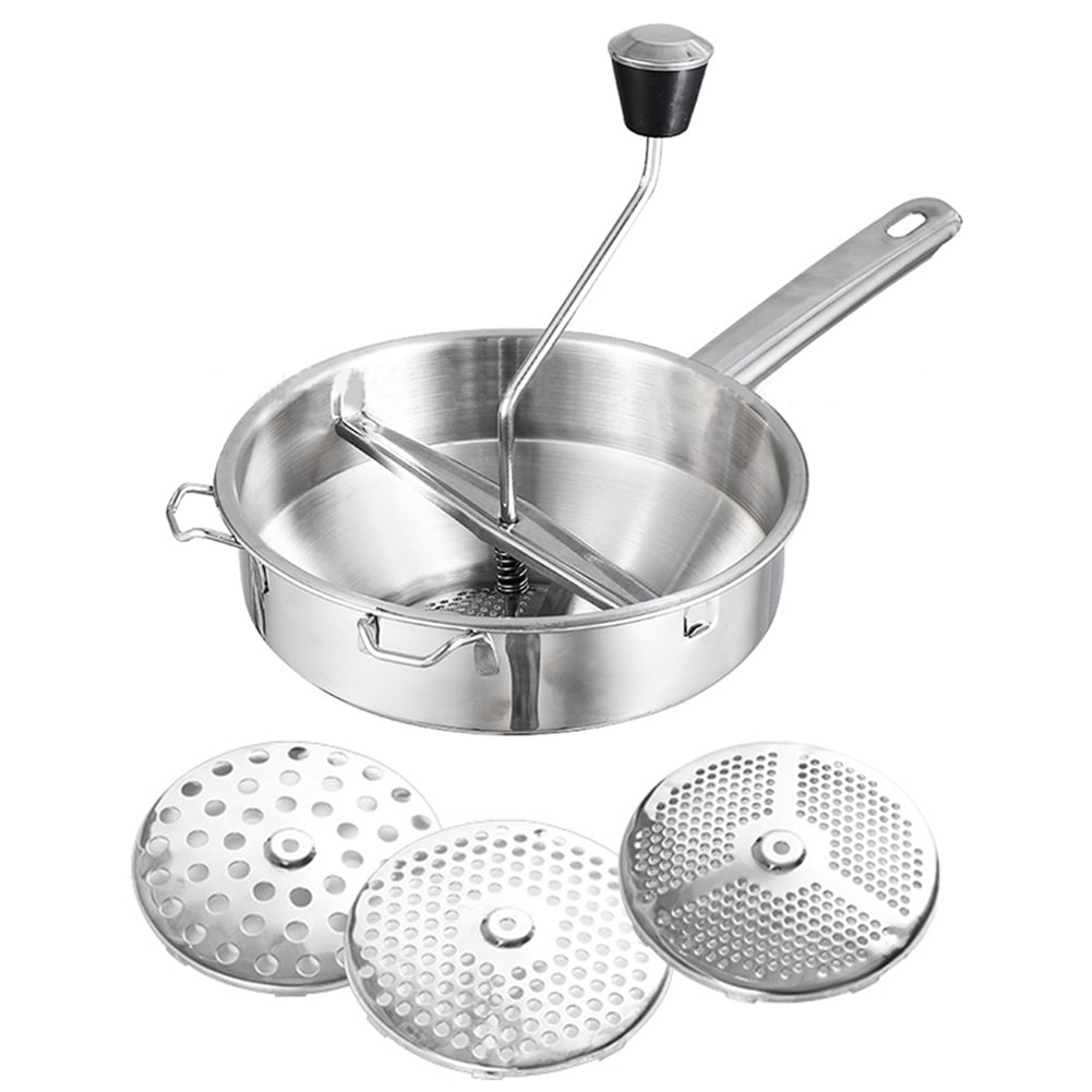 Stainless Steel Rotary Food Mill Home Kitchen Tool with 3 Milling Discs Great for Making