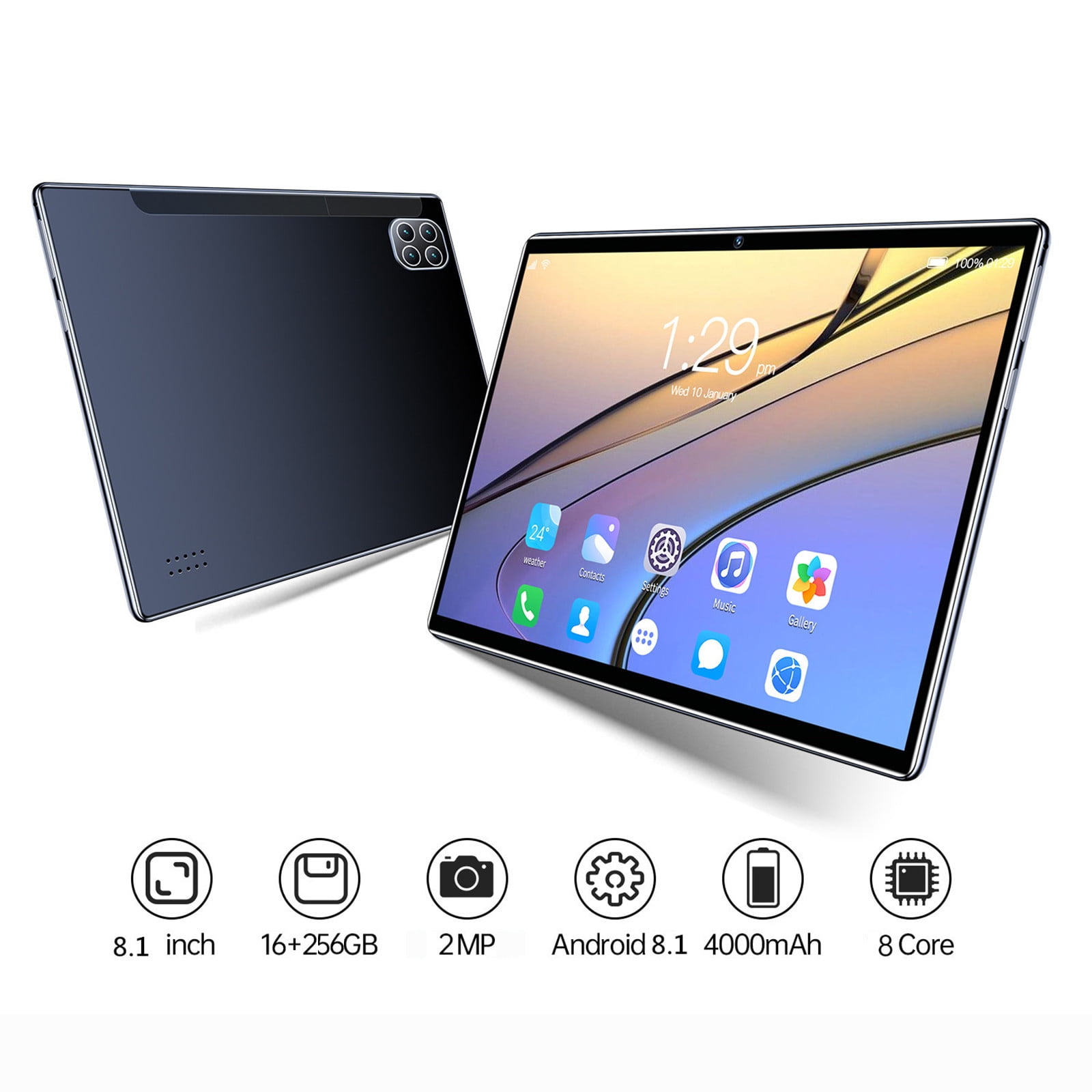 Tablette Tactile 8 Pouces, Android 10 Tablette PC, 2Go RAM + 32Go ROM,  128Go Extensible, 1280 * 800 HD IPS, WiFi, 4000mAh, Bluetooth, Double  Caméra
