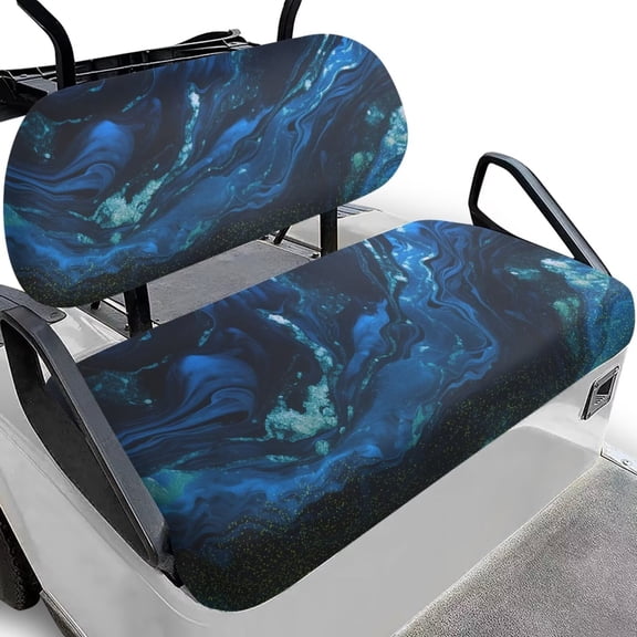 Uorisanigo Blue Marble Print Golf Cart Seat Covers Ezgo Anti-Scratch Golf Cart Front Seat Cover Breathable Seat Cushion and Backrest Pad Cool in Summer and Warm in Winter