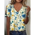 thumbnail image 2 of Blusa HOTYD para mujer, estampado floral bohemio, cuello en V, manga corta, 3XL, 2 of 2