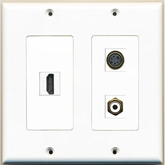 RiteAV - 1 Port HDMI 1 Port RCA White 1 Port S-Video - 2 Gang Wall Plate