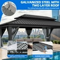 thumbnail image 5 of Dextrus 12x20 FT Double Roof Hardtop Gazebo,Heavy Duty Galvanized Steel Canopy with Netting & Gray Curtains, Sunshade for Garden, Patio, Lawns, Black&Gray, 5 of 10