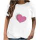 thumbnail image 1 of Camiseta de manga corta informal con estampado de amor para mujer Pompotops  hkajfhjk458836, 1 of 4