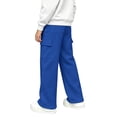 thumbnail image 4 of RUTAYY Girls Wide Leg Cargo Pants Elastic Waist Drawstring Side Pockets Trousers Trendy Relaxed Outdoor Wear Blue, 4 of 6
