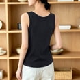 thumbnail image 6 of Womens V Neck Tank Tops Summer Ribbed Sleeveless Henley Shirts Casual Loose Fit Button Up Cami Knit Tees Black, 6 of 6