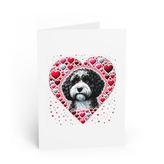 DistinctInk Greeting Card / Note Card - Valentine's Day Portuguese Water Dog - PACK of 1